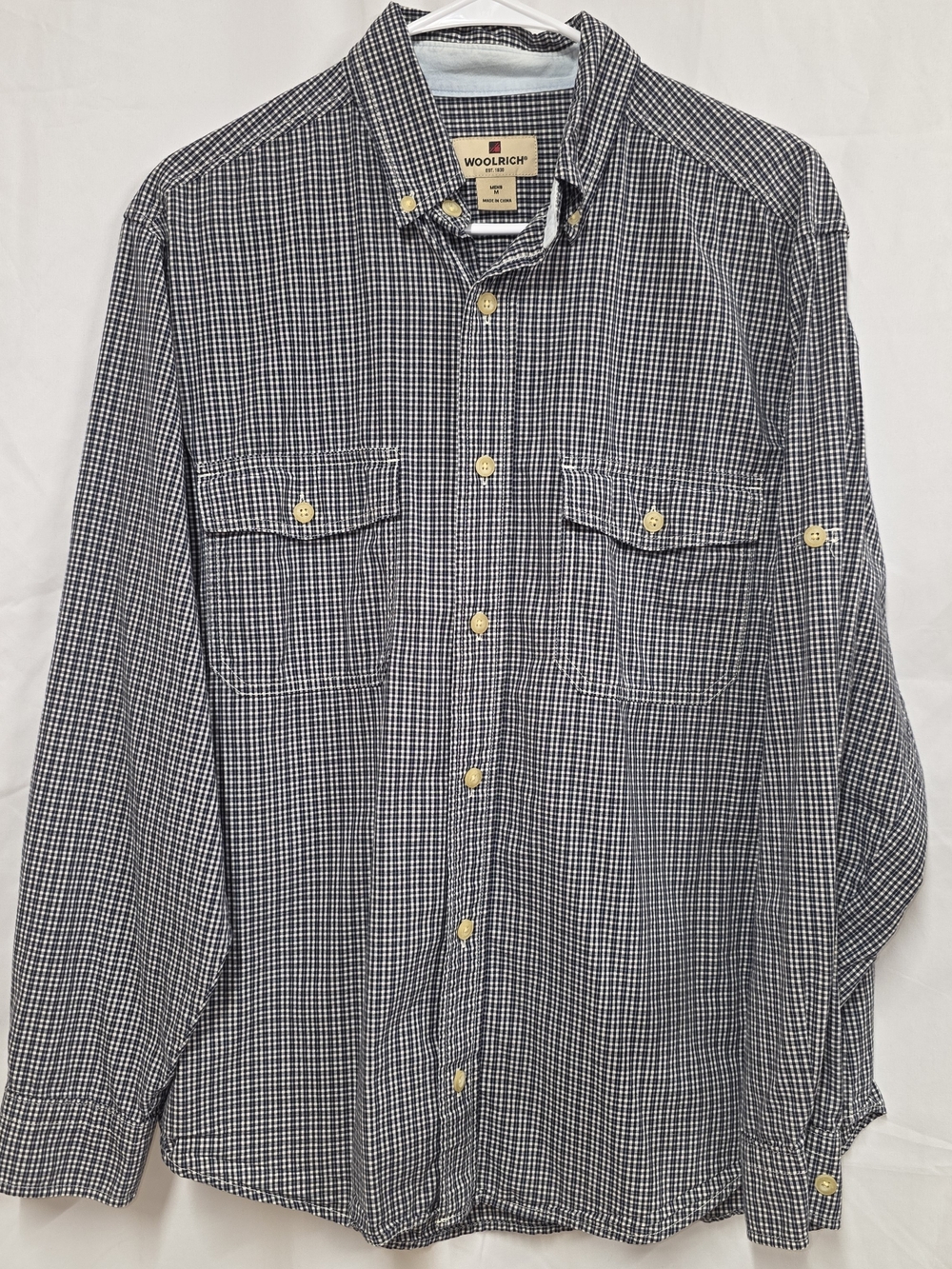 Woolrich Black and White Check Button-Down Shirt Size Medium